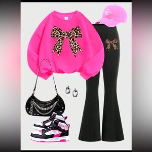 Bow sweater and flair leggings